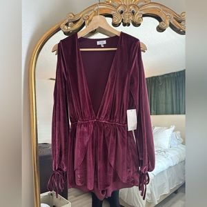 Maroon Velvet Romper